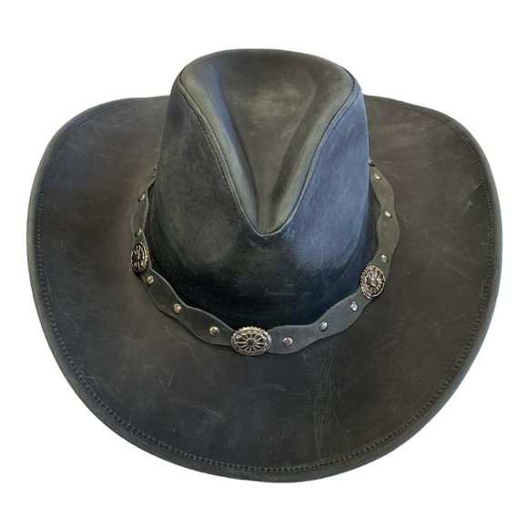 Wide Leather Cowboy/ Cowgirl Western Hat - Picture 4 of 13